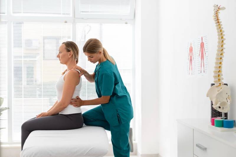 Therapist treating a patient's back