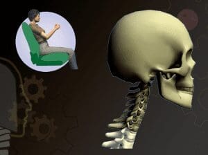Diagram of a driver's spine at the moment of a rear impact